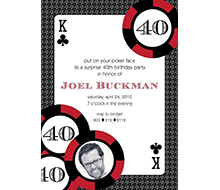Casino Poker Vegas Birthday Party Printable Invitation - Red